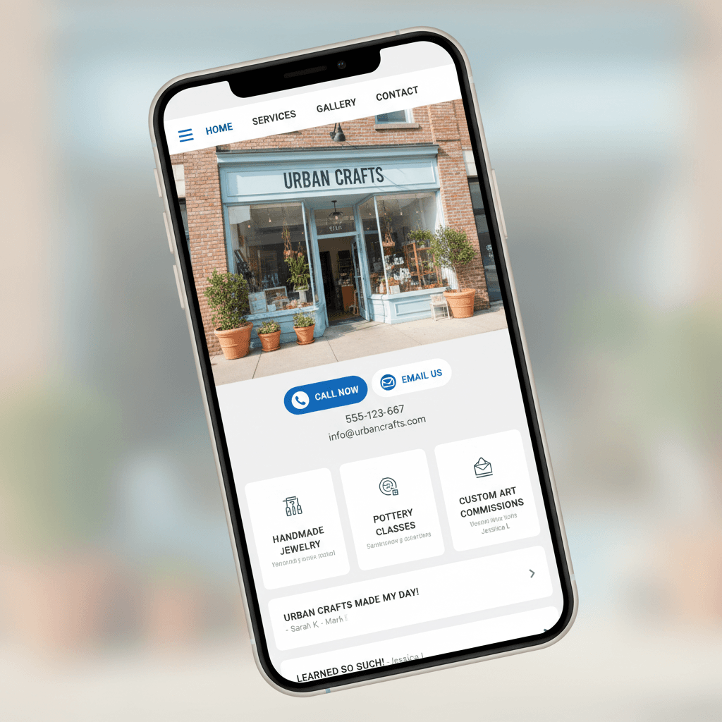 Website designer working on a mobile-friendly layout for a small business client