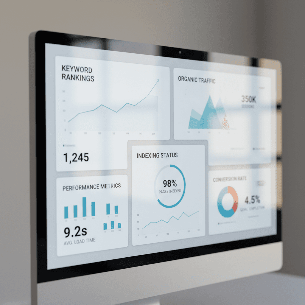 SEO analytics dashboard showing website ranking data