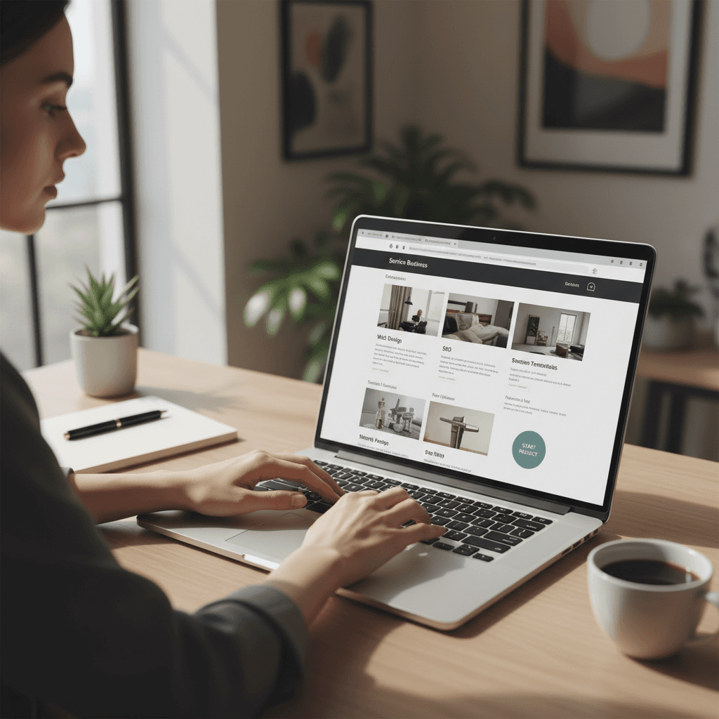 Contractor website design for HVAC business on laptop