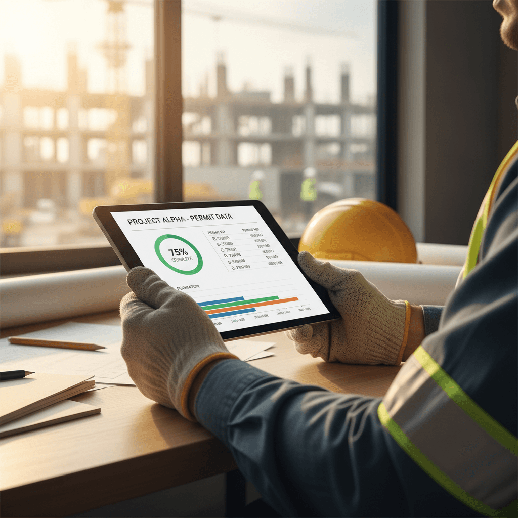 Contractor viewing mobile-friendly website on tablet
