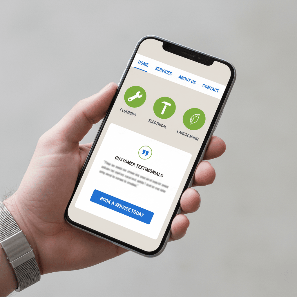 Mobile-friendly business website displayed on smartphone